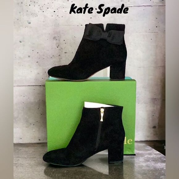 KATE SPADE LANGLEY BLACK KID SUEDE BOOTIES SIZE 9 M - Picture 1 of 9